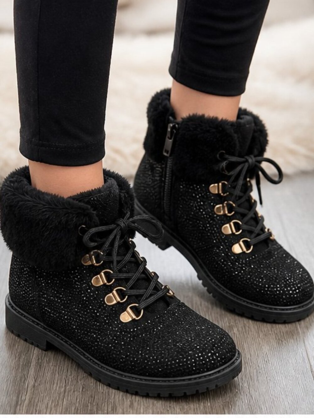 Dolce Vita Girls Black Glitter Ankle Boots–Size 2–Side Zip – Worn Once